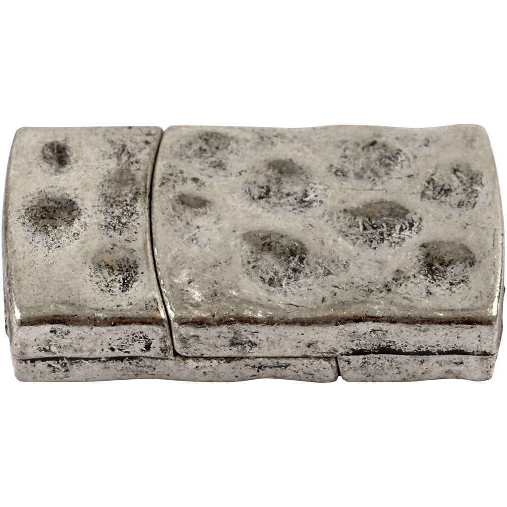 Magnetschloss, Größe 7x29 mm, Lochgröße 3x10 mm, Antiksilber, 1 Stk [HOB-600010]