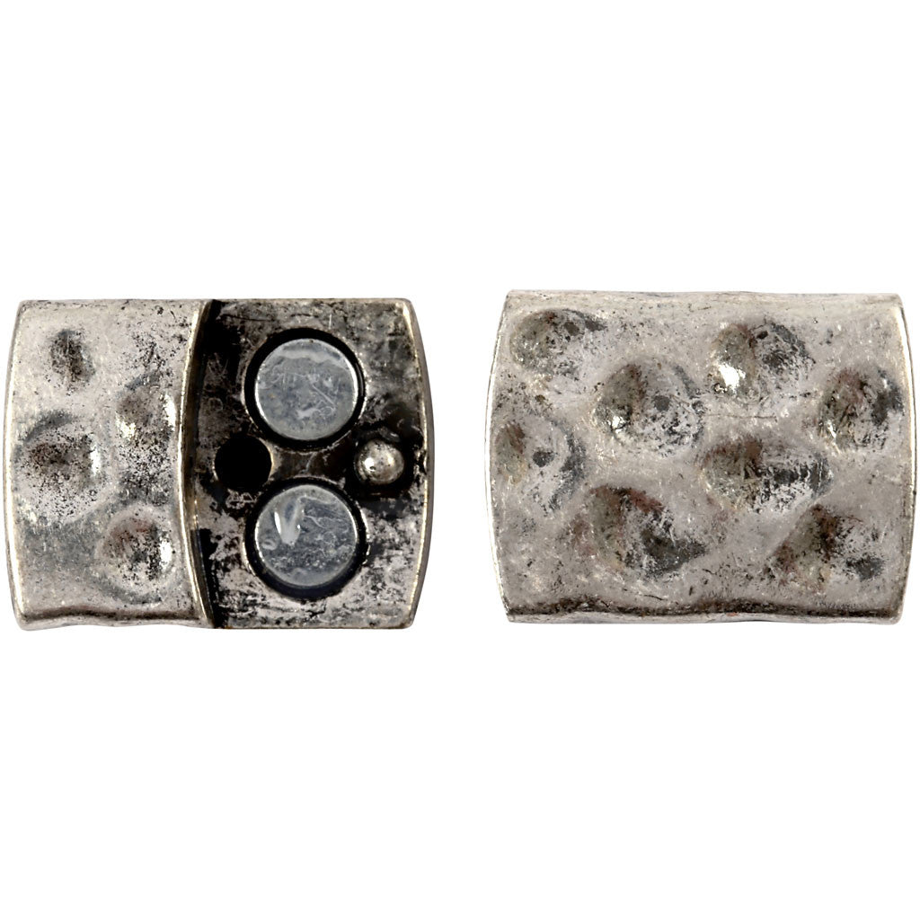Magnetschloss, Größe 7x29 mm, Lochgröße 3x10 mm, Antiksilber, 1 Stk [HOB-600010]
