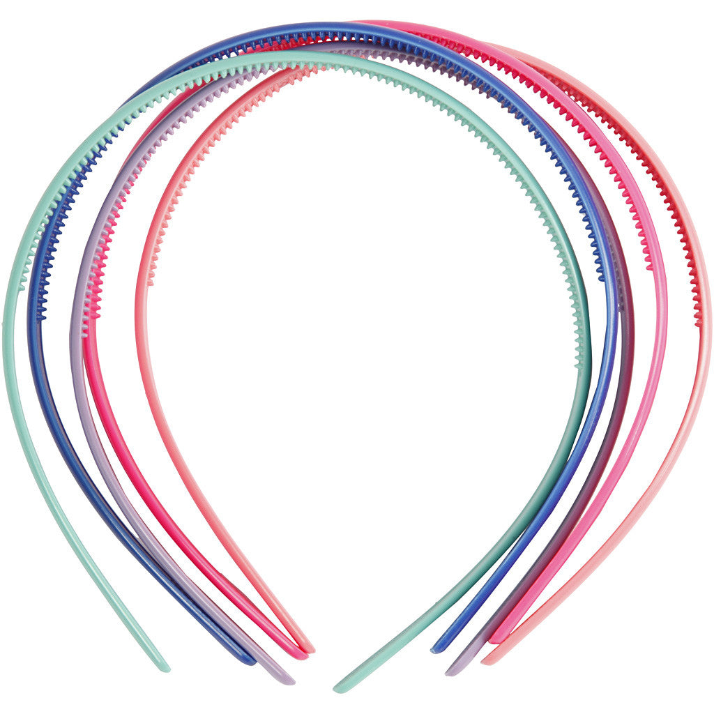 Haarreifen, B 8 mm, Sortierte Farben, 5 Stk/ 1 Pck [HOB-600830]