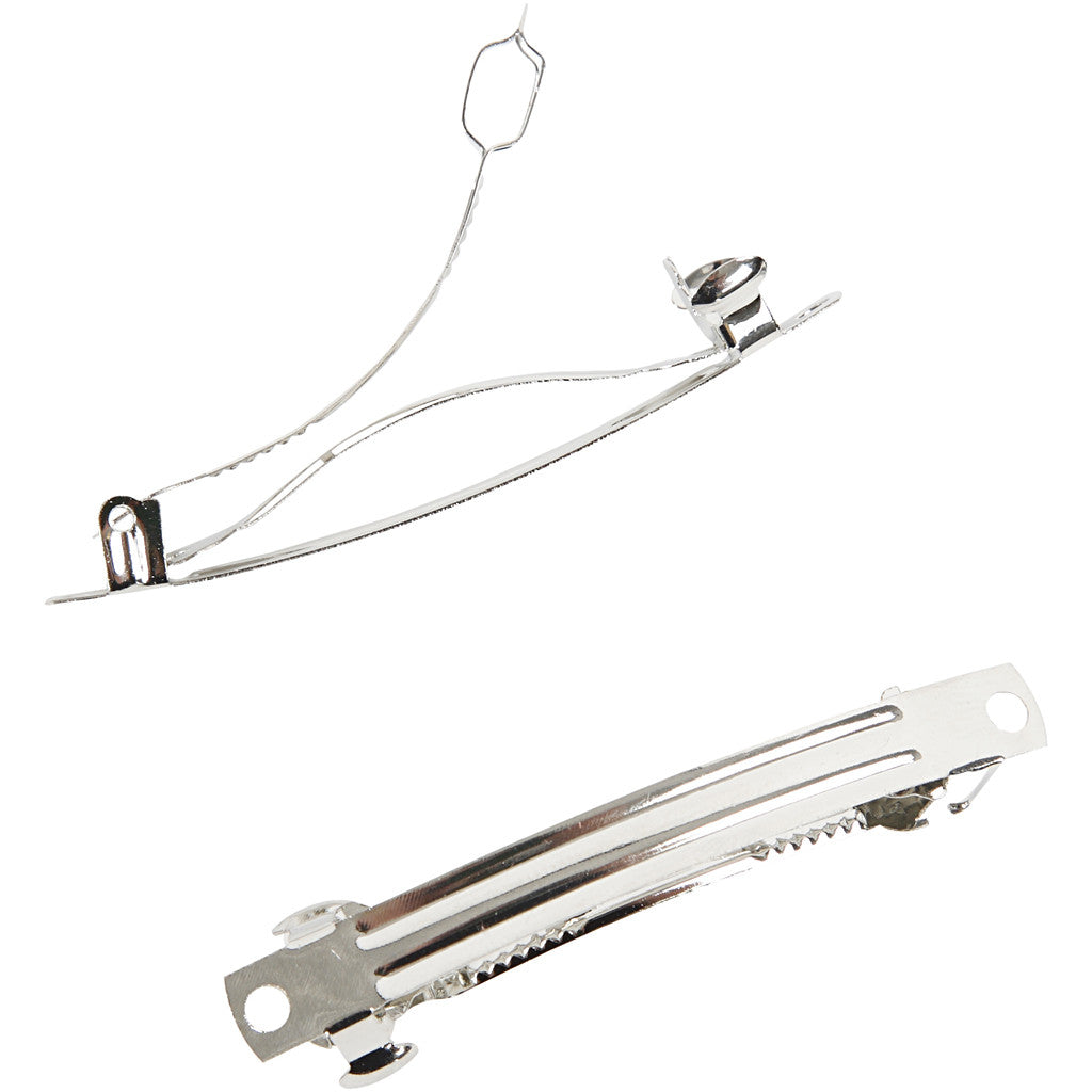 Haarspange, L 6 cm, B 6 mm, Versilbert, 20 Stk/ 1 Pck [HOB-600862]