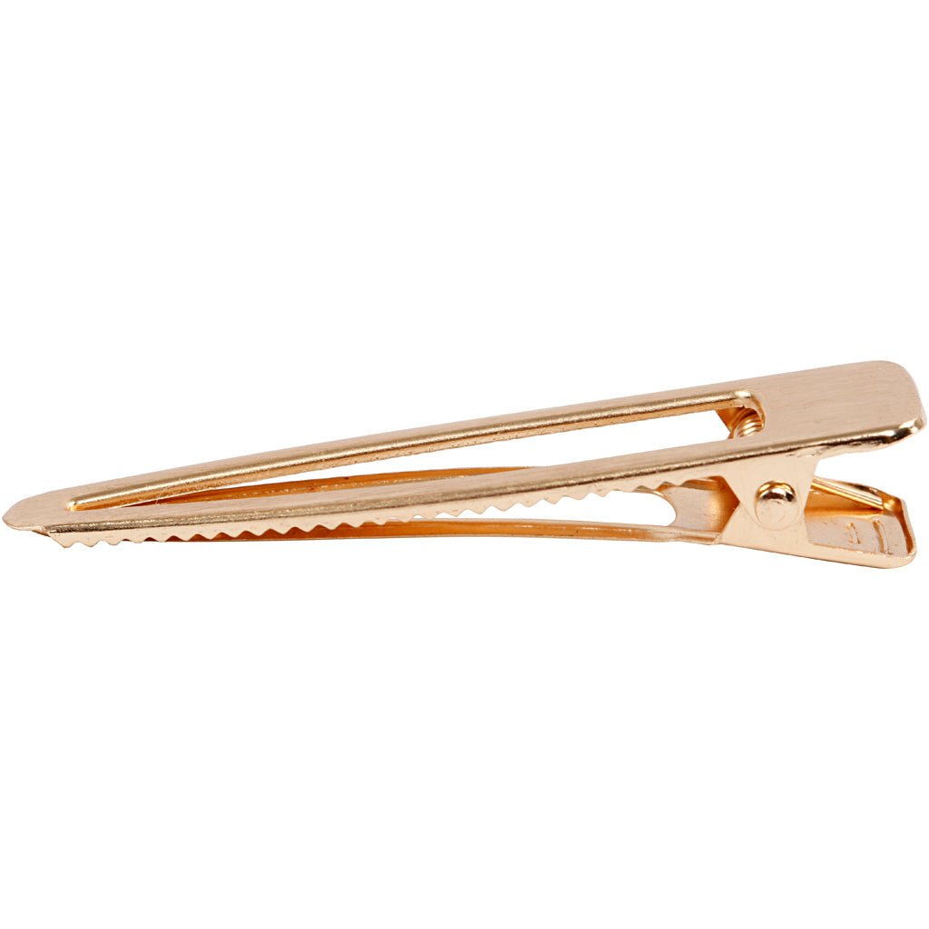 Haarclips, L 75 mm, B 16 mm, Vergoldet, 1 Stk [HOB-600983]