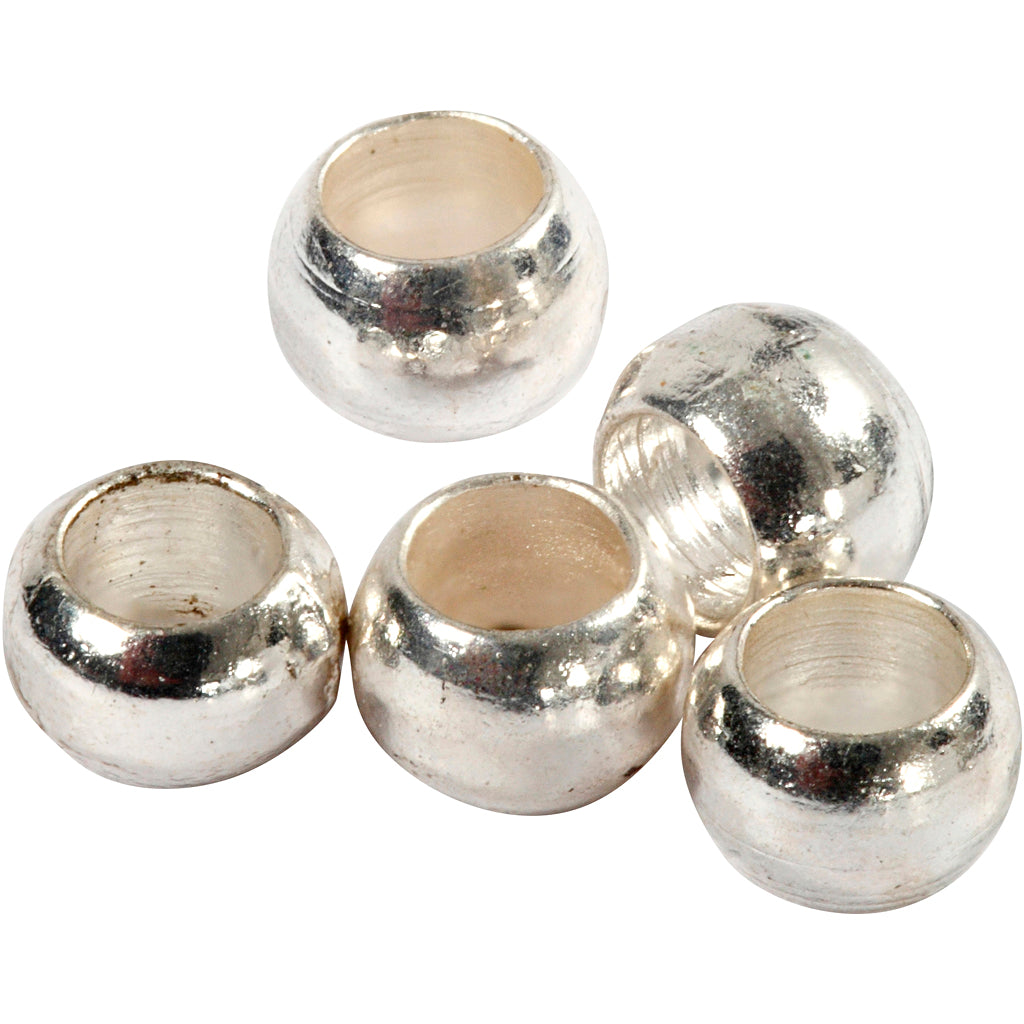 Crimp Beads, dia. 2 mm, silver-plated, 100pc