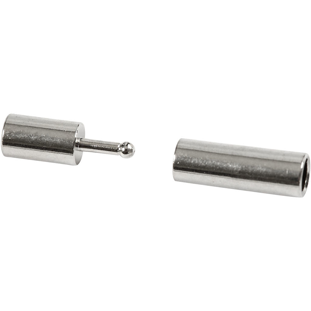 Magnetschloss, Größe 3x14 mm, Lochgröße 2 mm, Versilbert, 40 Stk/ 1 Pck [HOB-60132]