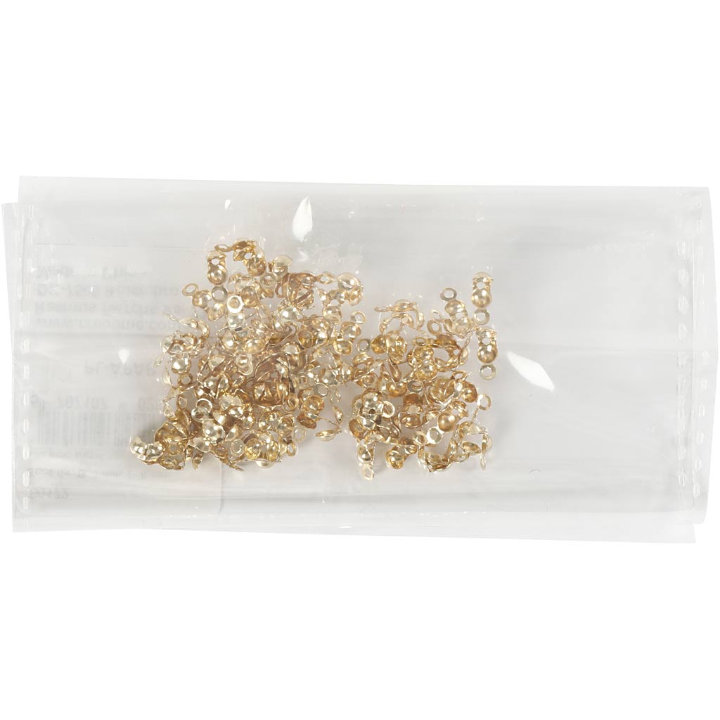 Kalotten mit Öse, L 8 mm, D 3 mm, Vergoldet, 100Stk/ 1 Pck [HOB-60172]