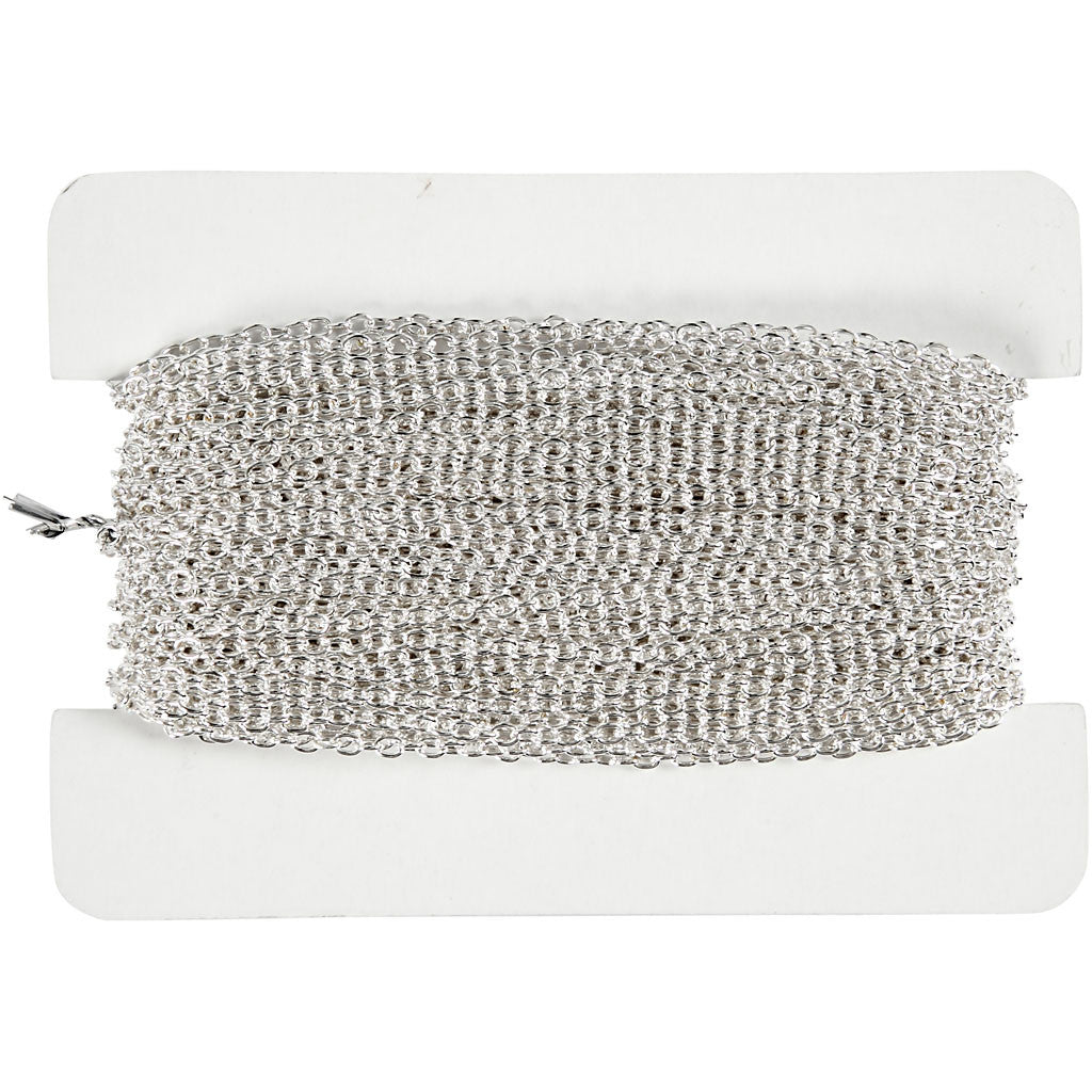 Schmuckkette, B 2 mm, Versilbert, 20 m/ 1 Stk [HOB-60230]