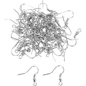 Ohrhaken, L 18 mm, Versilbert, 100 Stk/ 1 Pck [HOB-603021]