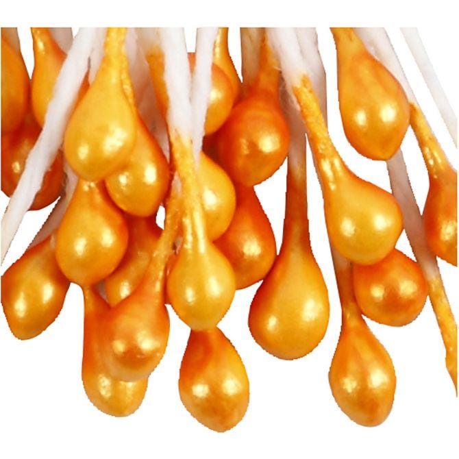 Blütenstaubblätter, L 6,4 cm, D 2 mm, Orange metallic, 100 Stk/ 1 Pck [HOB-610353]