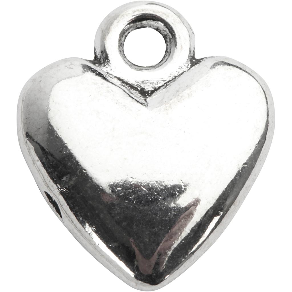 Heart Pendant, size 13x15 mm, silver-plated, 10 pc