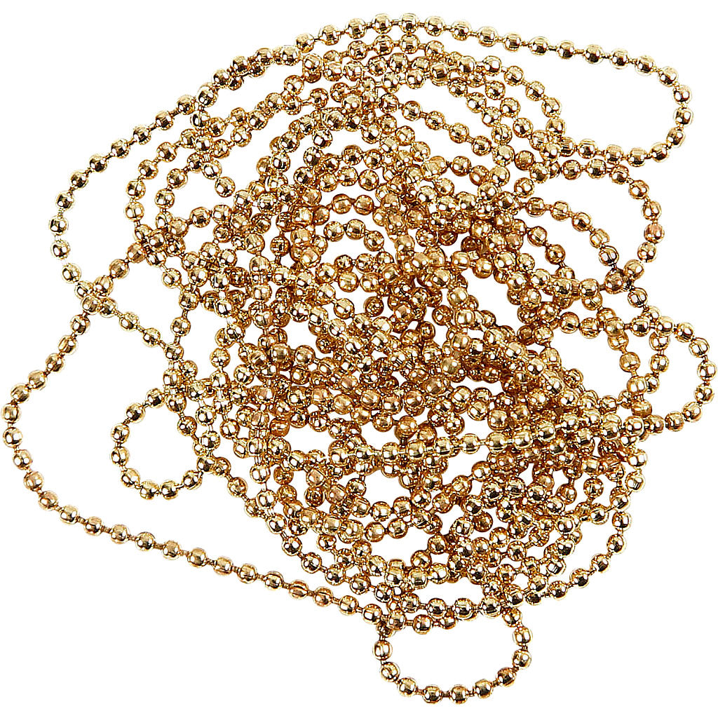 Bead Chain, dia. 1,5 mm, gold-plated, 150 cm/ 1 roll