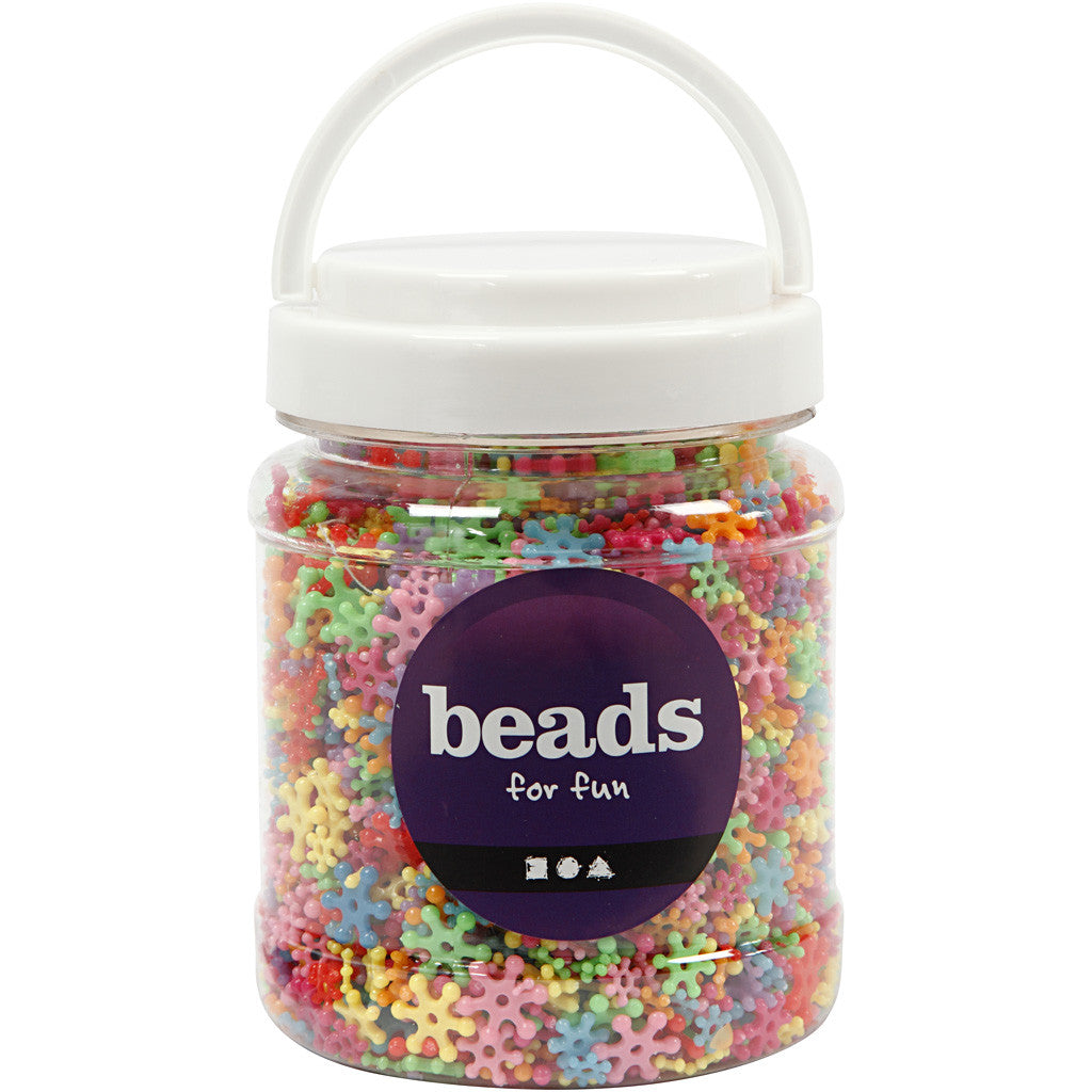 Kunststoffperlen-Mix Figuren, D 7-13,5 mm, Lochgröße 2 mm, ca. 4000 Stk, Sortierte Farben, 270 g, 700 ml/ 1 Dose [HOB-61761]