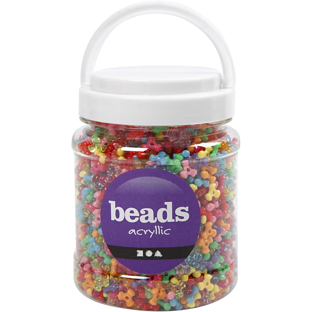 Kunststoffperlen-Mix, D 10 mm, Lochgröße 2 mm, ca. 2800 Stk, Sortierte Farben, 385 g, 700 ml/ 1 Dose [HOB-61776]