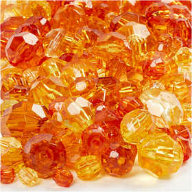 Facettenperlen, Größe 4-12 mm, Lochgröße 1-2,5 mm, ca. 860 Stk, Gelb (32227), 250 g/ 1 Pck [HOB-61886]