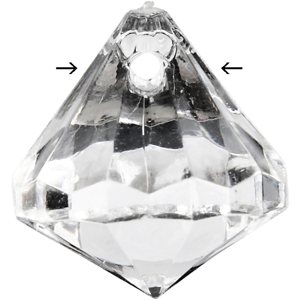 Acylic Beads, size 17x16 mm, hole size 1,2 mm, gloss transparent, 43 pc