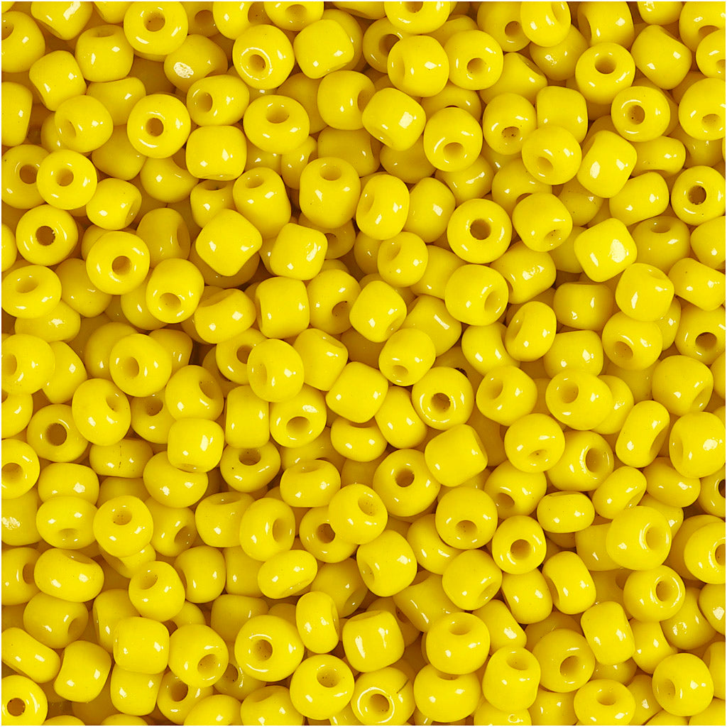Rocaille Seed Beads, dia. 3 mm, size 8/0, hole size 0,6-1,0 mm, yellow, 25 g