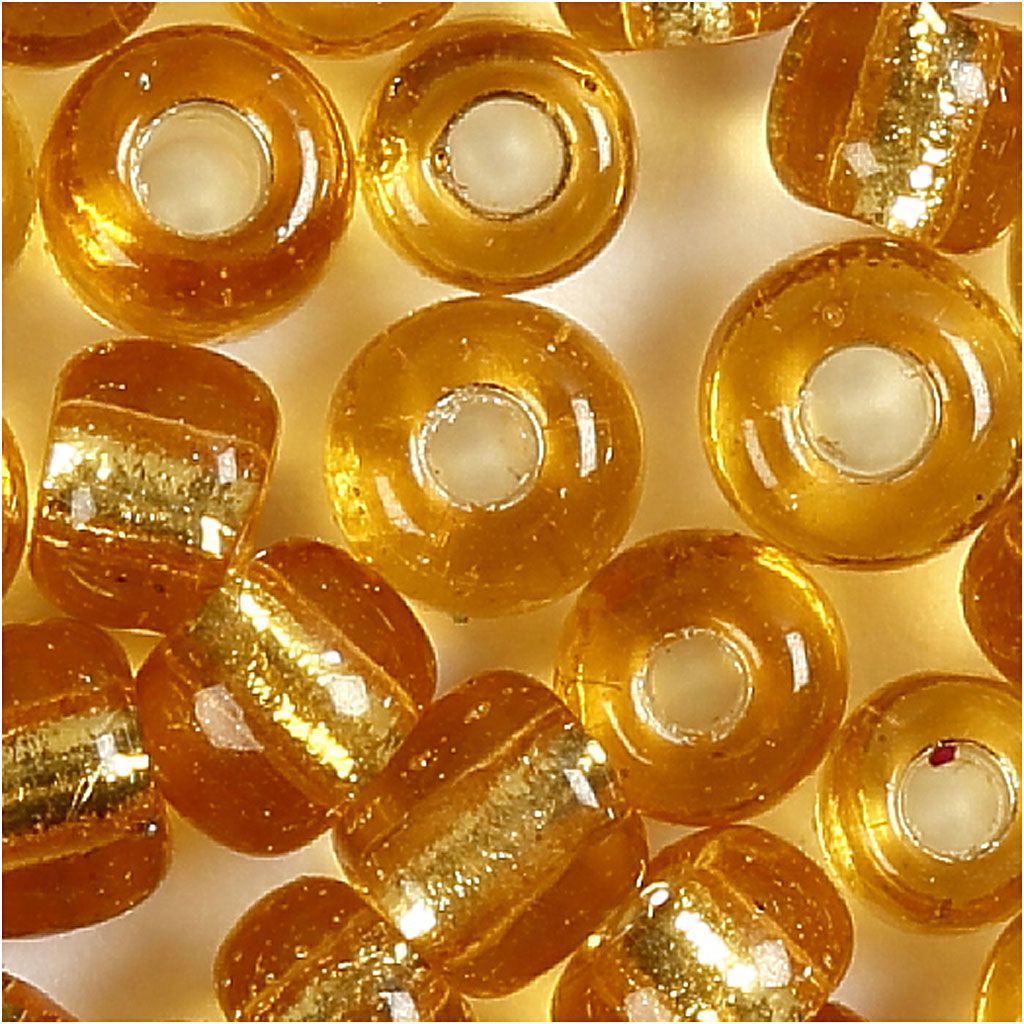 Rocailleperlen, D 3 mm, Größe 8/0, Lochgröße 0,6-1,0 mm, Gold, 25 g/ 1 Pck [HOB-682241]