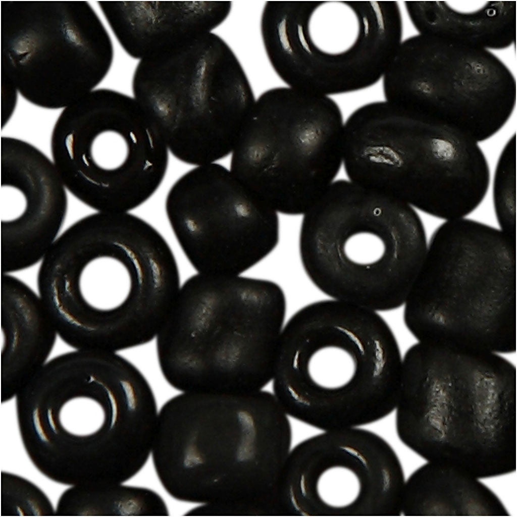 Rocailleperlen, D 3 mm, Größe 8/0, Lochgröße 0,6-1,0 mm, Schwarz mattiert, 25 g/ 1 Pck [HOB-682291]