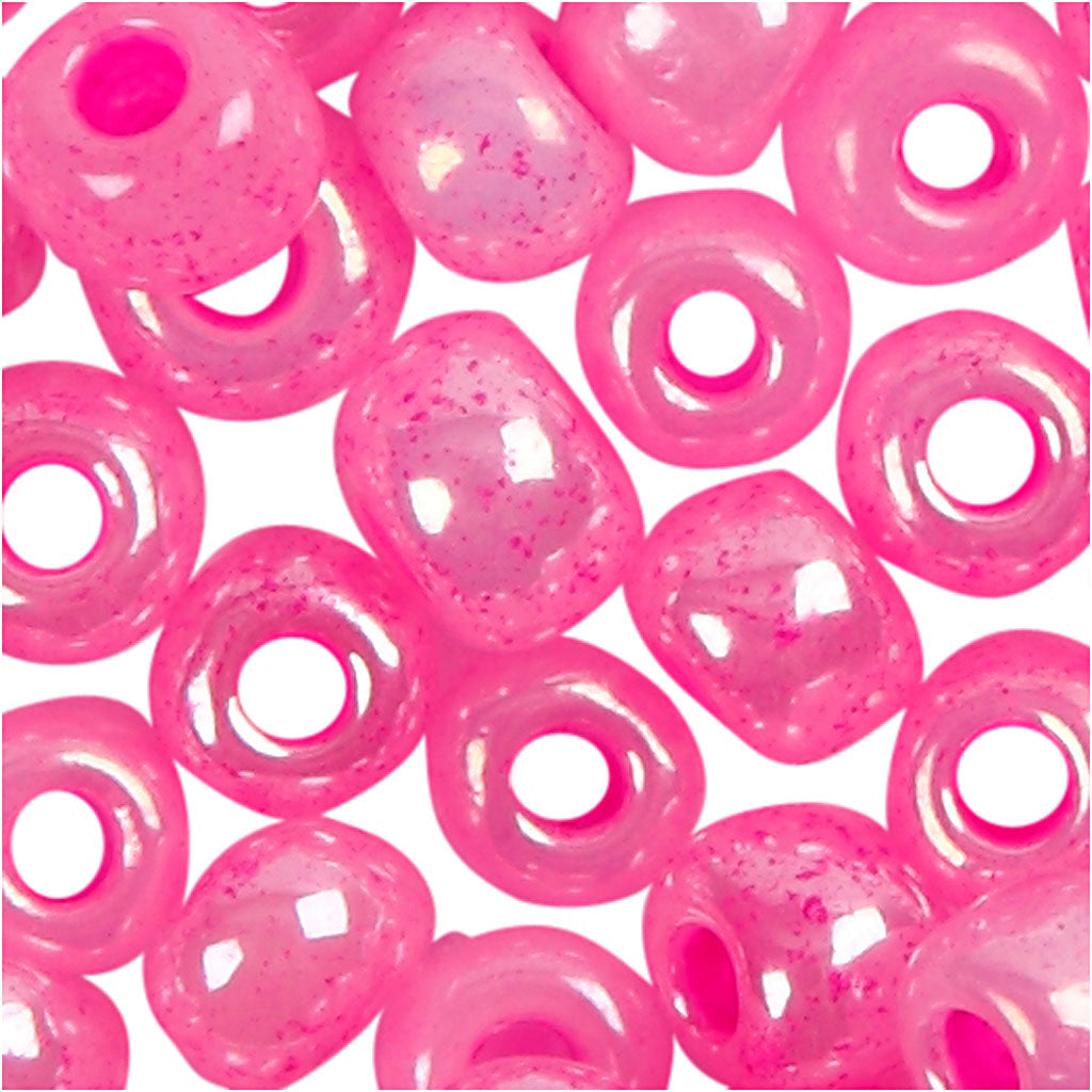 Rocailleperlen, D 3 mm, Größe 8/0, Lochgröße 0,6-1,0 mm, Pink, 25 g/ 1 Pck [HOB-682321]