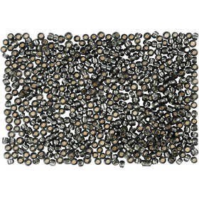 Rocailleperlen, D 1,7 mm, Größe 15/0, Lochgröße 0,5-0,8 mm, Graugrün, 25 g/ 1 Pck [HOB-686740]