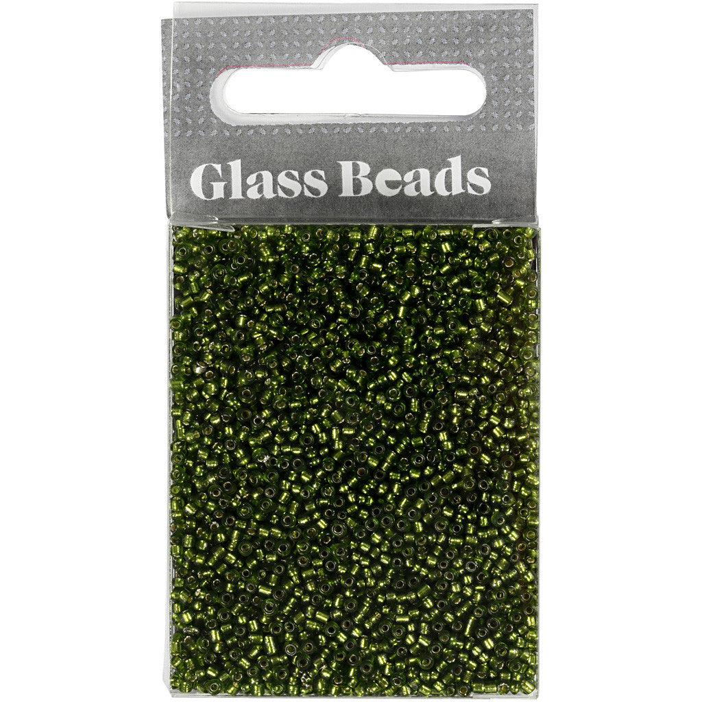 Rocailleperlen, D 1,7 mm, Größe 15/0, Lochgröße 0,5-0,8 mm, Grasgrün, 25 g/ 1 Pck [HOB-686760]