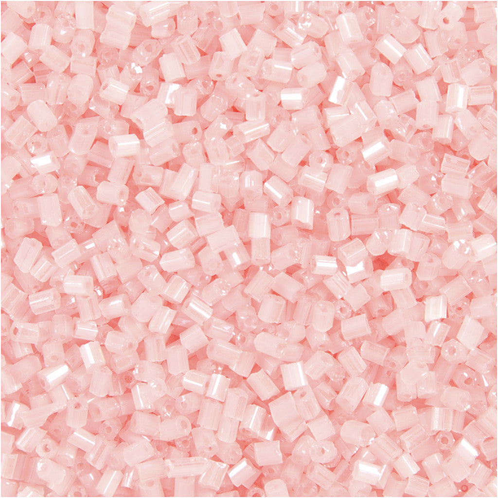 Rocaille Seed Beads 2-cut, D 1,7 mm, Größe 15/0, Lochgröße 0,5 mm, Transparent Rosa, 25 g/ 1 Pck [HOB-687820]