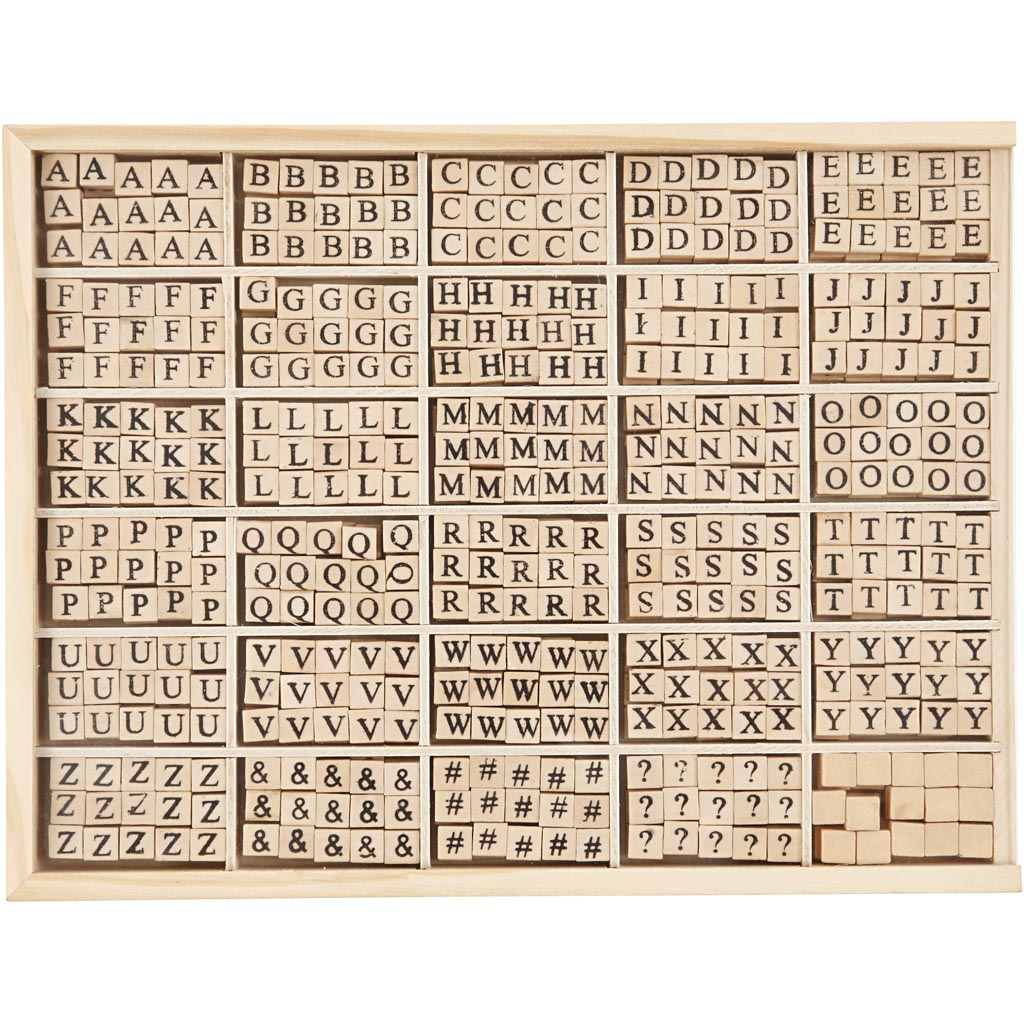 Buchstaben-Perle, A-Z, &, #, ?, Größe 8x8 mm, Lochgröße 3 mm, Weiß, 750 sort./ 1 Pck [HOB-68982]