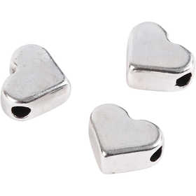 Abstandsperle, Größe 5,5x7 mm, Lochgröße 1 mm, Versilbert, 3 Stk/ 1 Pck [HOB-69091]