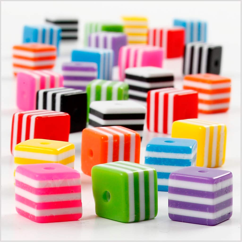 Perlenmischung , Größe 8x8 mm, Lochgröße 2,5 mm, ca. 950 Stk, 500 g, 700 ml/ 1 Dose [HOB-69983]