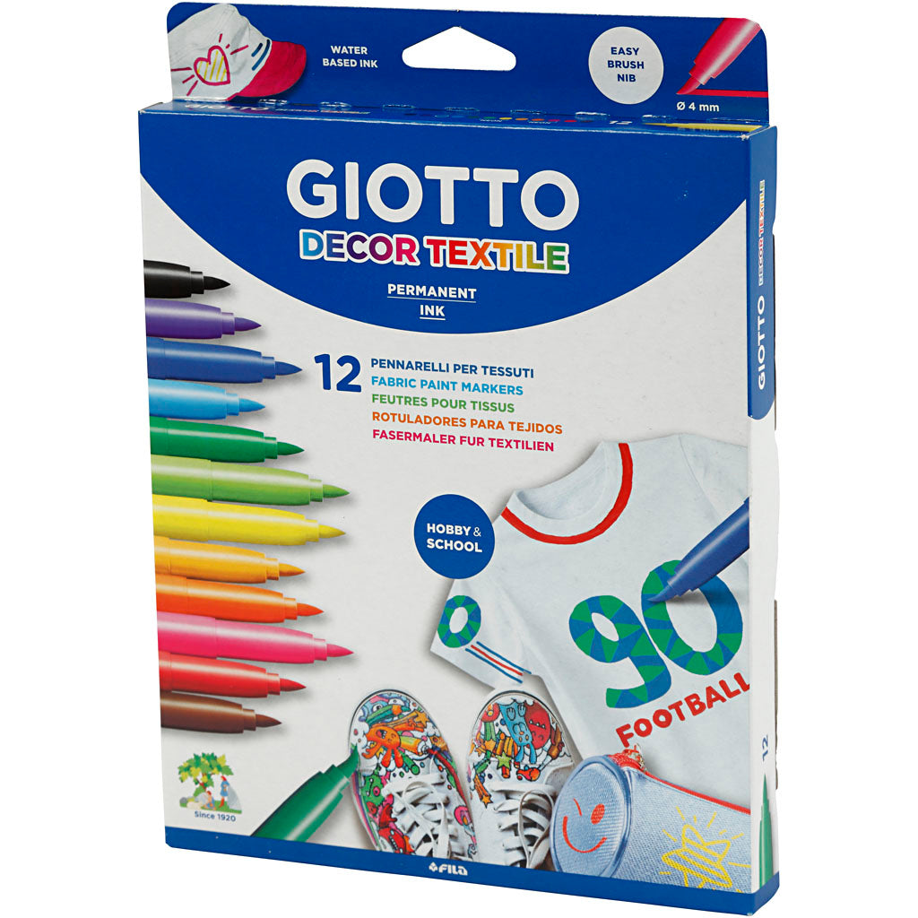 GIOTTO Stoffmalstifte, Strichstärke 4 mm, Sortierte Farben, 12 Stk/ 1 Pck [HOB-701290]