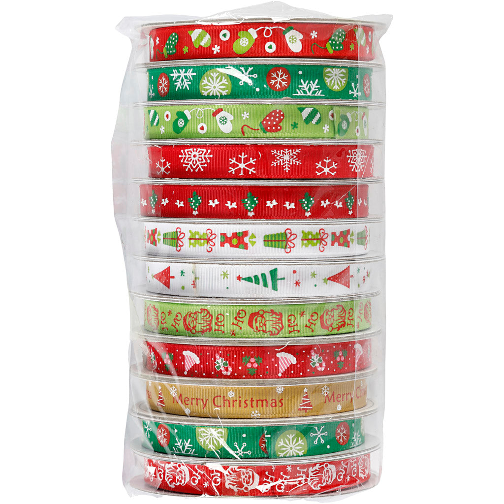Weihnachtliches Schmuckband, B 10 mm, 12x3 m/ 1 Pck [HOB-721257]