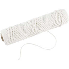 Docht , Geeignet für getauchte Kerzen (Durchm. 30 mm) und geformte Kerzen (Durchm. 80–100 mm) , B 2 mm, 100 g, 50 m/ 1 Rolle [HOB-73321]