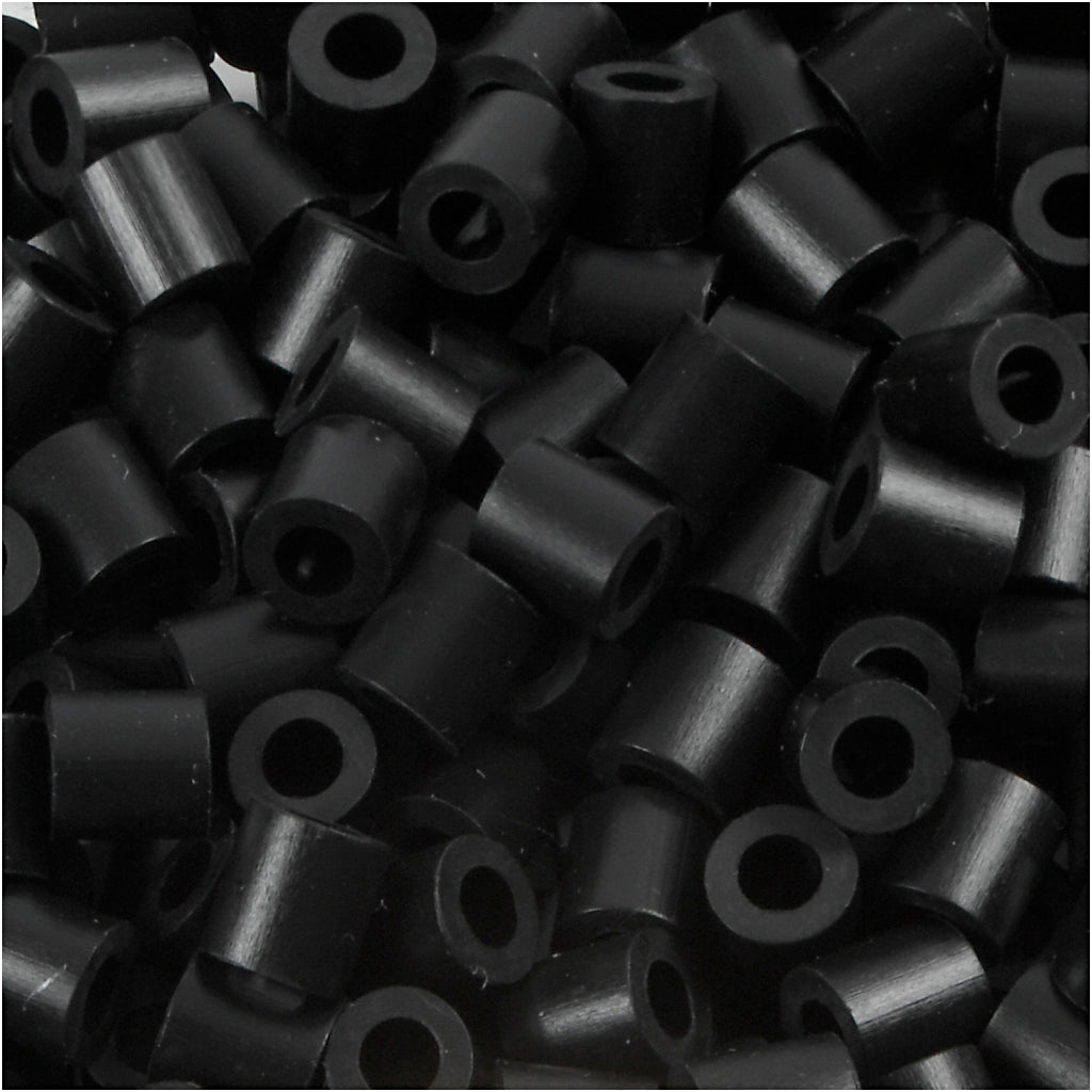 Fuse Beads, size 5x5 mm, hole size 2,5 mm, medium, black (32220), 1100 pc
