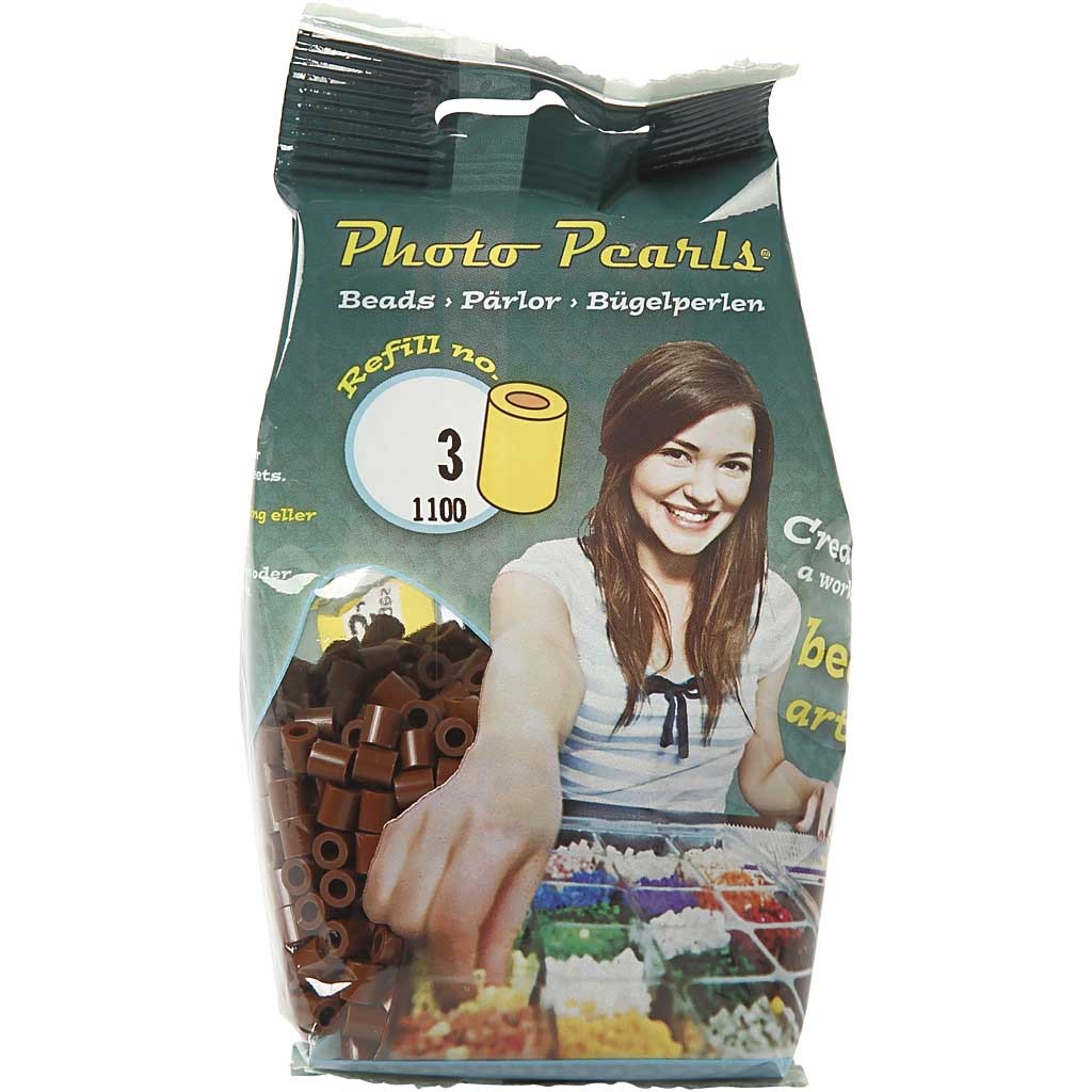 Bügelperlen, Größe 5x5 mm, Lochgröße 2,5 mm, medium, Braun (32229), 1100 Stk/ 1 Pck [HOB-751030]