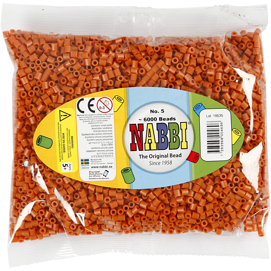 Bügelperlen, Größe 5x5 mm, Lochgröße 2,5 mm, medium, Rotbraun (32254), 6000 Stk/ 1 Pck [HOB-751051]