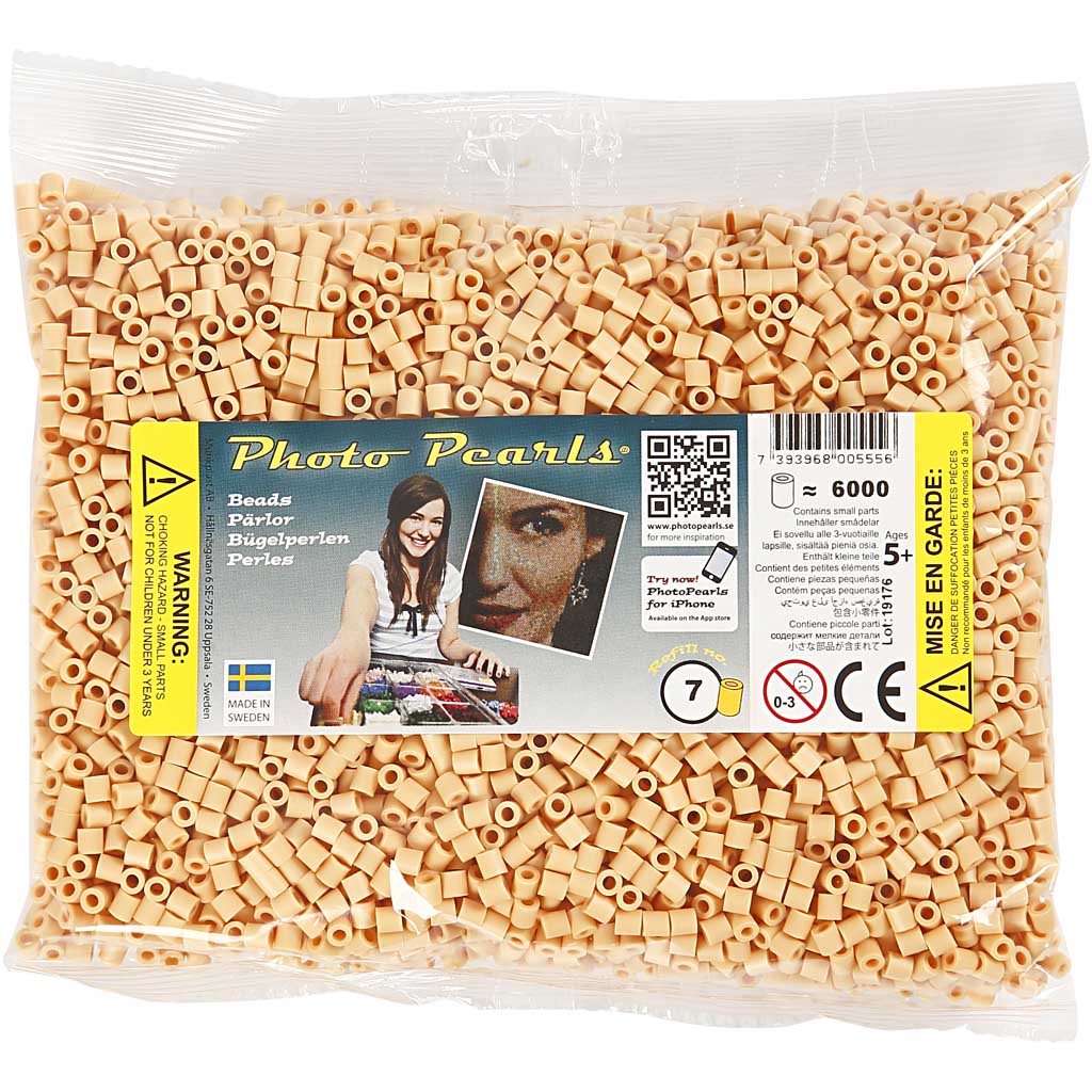 Bügelperlen, Größe 5x5 mm, Lochgröße 2,5 mm, medium, Dunkelbeige (32228), 6000 Stk/ 1 Pck [HOB-751071]