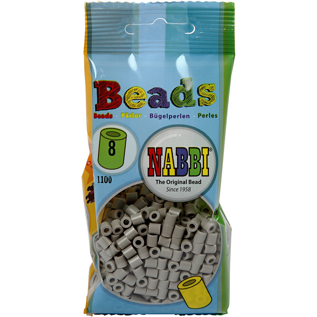 Bügelperlen, Größe 5x5 mm, Lochgröße 2,5 mm, medium, Aschgrau (32226), 1100 Stk/ 1 Pck [HOB-751080]