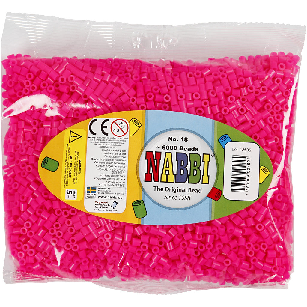 Bügelperlen, Größe 5x5 mm, Lochgröße 2,5 mm, medium, Pink (32258), 6000 Stk/ 1 Pck [HOB-751181]