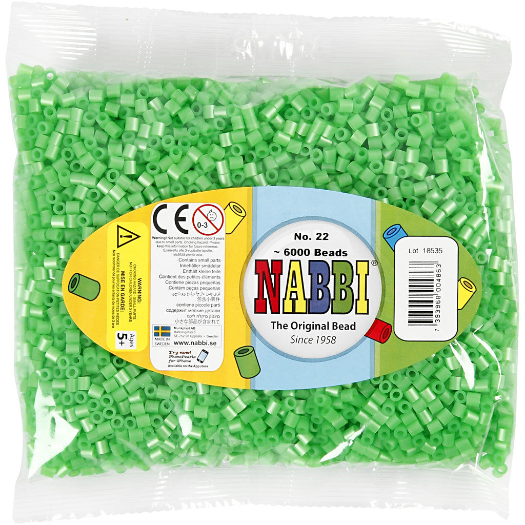 Bügelperlen, Größe 5x5 mm, Lochgröße 2,5 mm, medium, Perlmuttgrün (32240), 6000 Stk/ 1 Pck [HOB-751221]