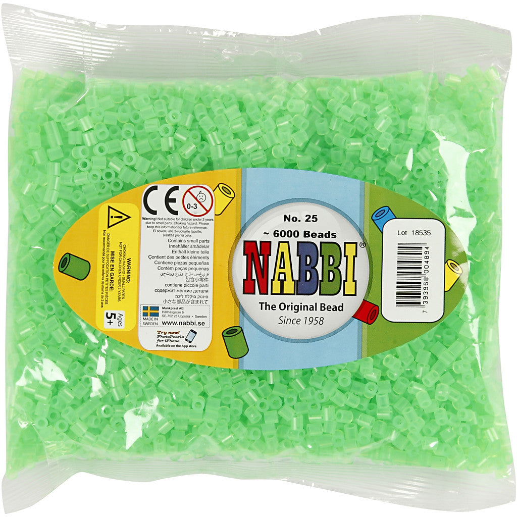 Bügelperlen, Größe 5x5 mm, Lochgröße 2,5 mm, medium, Neongrün (32237), 6000 Stk/ 1 Pck [HOB-751251]