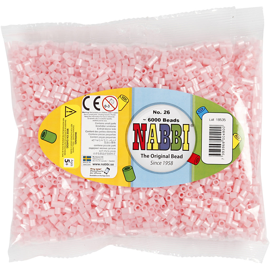 Bügelperlen, Größe 5x5 mm, Lochgröße 2,5 mm, medium, Perlmuttrosa (32259), 6000 Stk/ 1 Pck [HOB-751261]