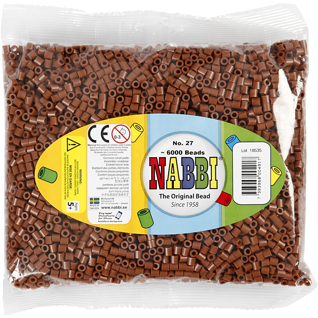 Bügelperlen, Größe 5x5 mm, Lochgröße 2,5 mm, medium, Schokolade (32249), 6000 Stk/ 1 Pck [HOB-751271]