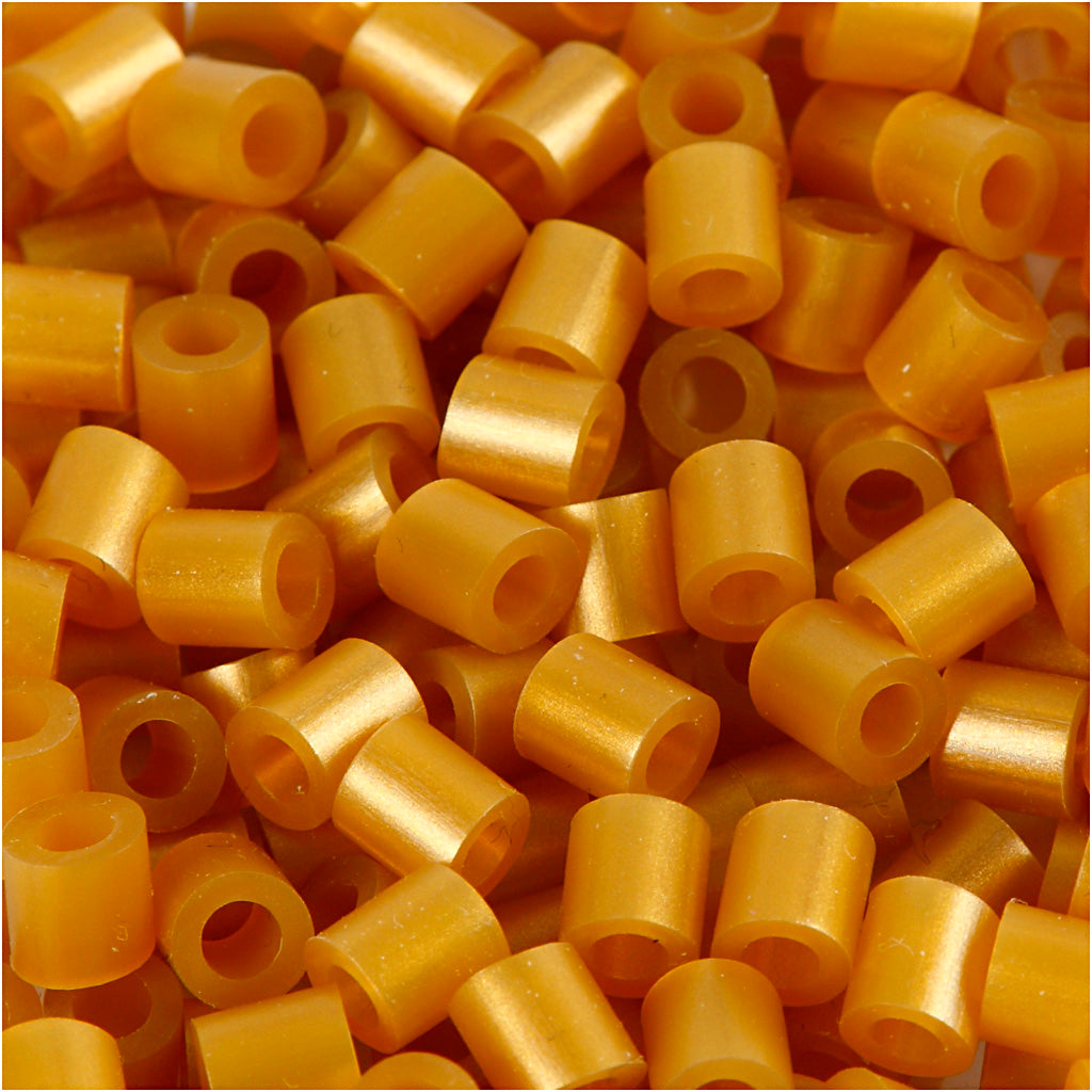 Fuse Beads, size 5x5 mm, hole size 2,5 mm, medium, gold (32263), 1100 pc