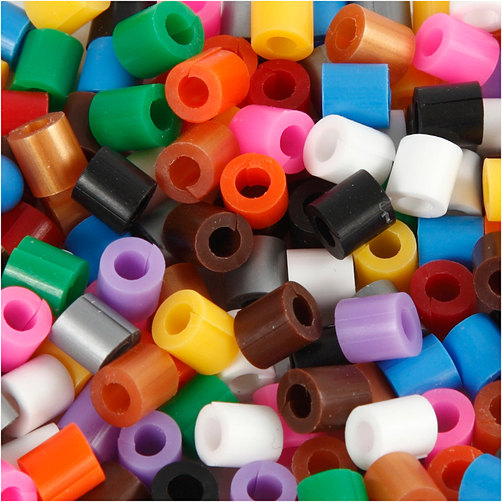 Fuse Beads with a Split, size 5x5 mm, hole size 2,5 mm, medium, standard colours, 1100 asstd.