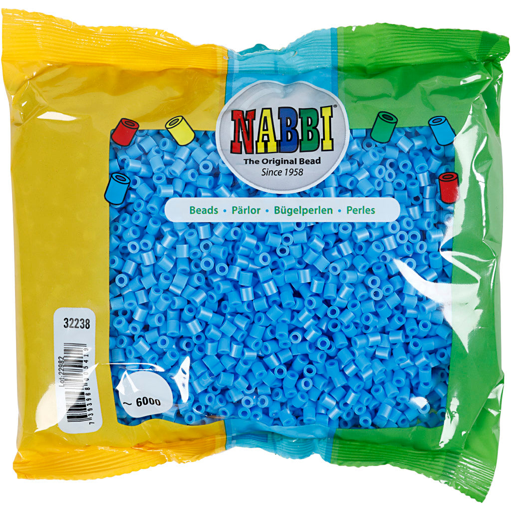Bügelperlen, Größe 5x5 mm, Lochgröße 2,5 mm, medium, Blau (32238), 6000 Stk/ 1 Pck [HOB-751371]