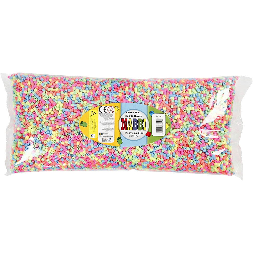 Bügelperlen, Größe 5x5 mm, Lochgröße 2,5 mm, medium, Pastellfarben, 30000 sort./ 1 Pck [HOB-752301]