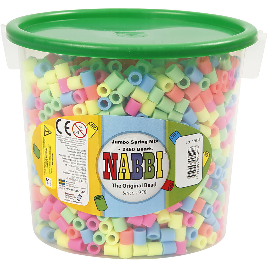 Bügelperlen, Größe 10x10 mm, Lochgröße 5,5 mm, JUMBO, Pastellfarben, 2450 sort./ 1 Eimer [HOB-753523]