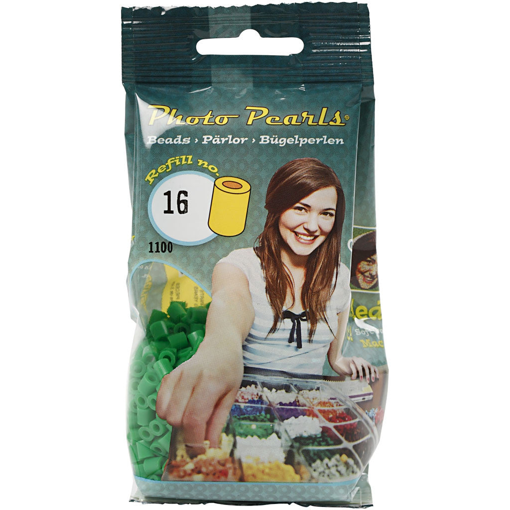 Fotoperlen, Größe 5x5 mm, Lochgröße 2,5 mm, medium, Grün (16), 1100 Stk/ 1 Pck [HOB-755160]