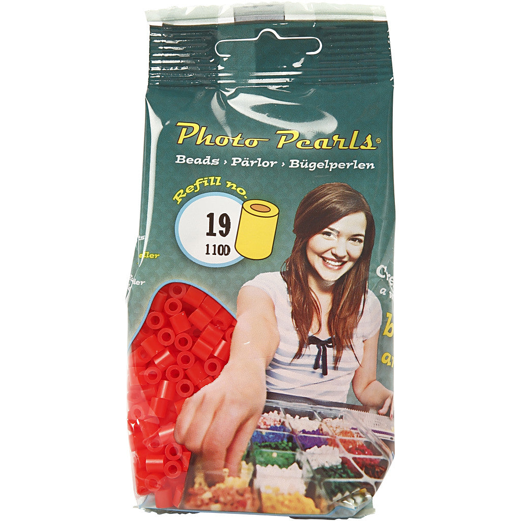 Fotoperlen, Größe 5x5 mm, Lochgröße 2,5 mm, medium, Rot(19), 1100 Stk/ 1 Pck [HOB-755190]