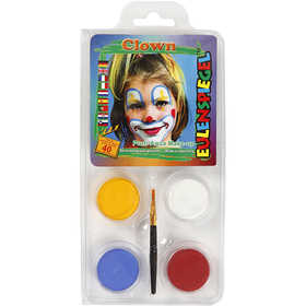 Eulenspiegel Gesichtsschminke - Motivset, Clown, Sortierte Farben, 1 Set [HOB-76101]