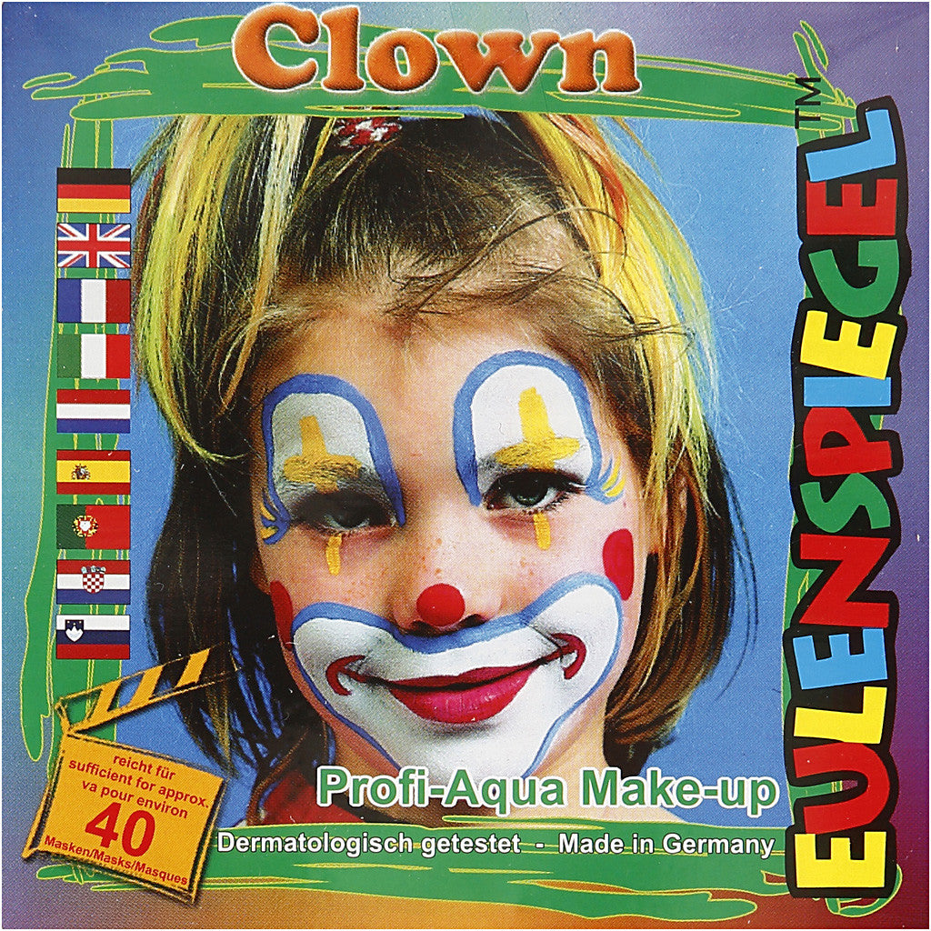 Eulenspiegel Gesichtsschminke - Motivset, Clown, Sortierte Farben, 1 Set [HOB-76101]