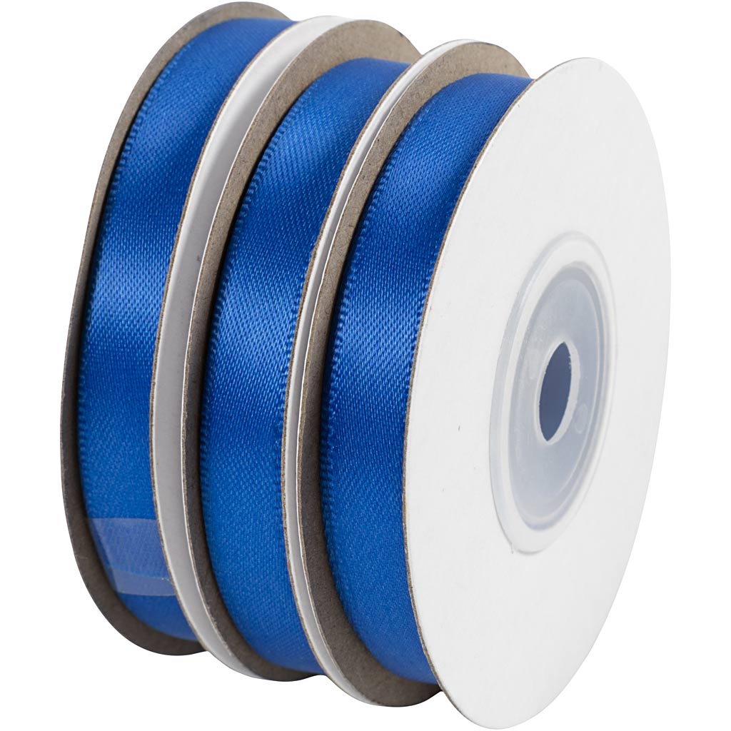 Satinband, B 10 mm, Blau, 3x10 m/ 1 Rolle [HOB-780254]